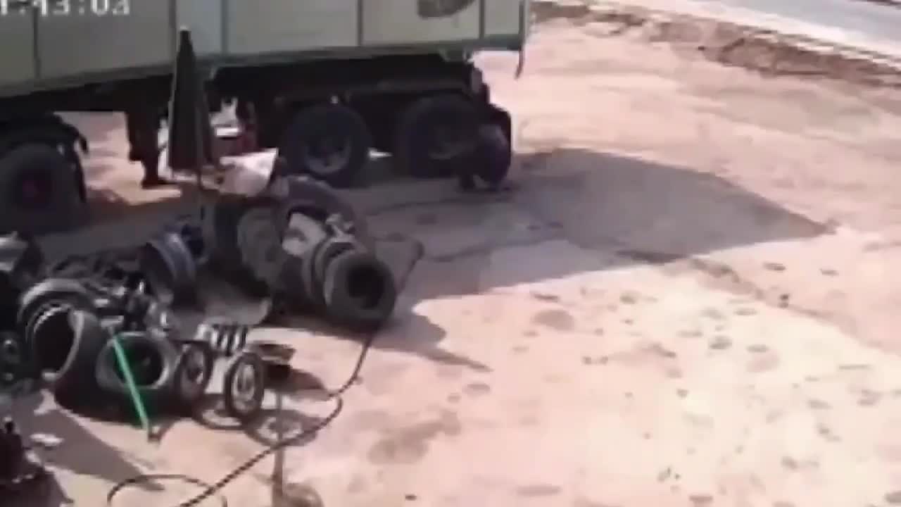 An employee inflated the tire a lot of and also it took off