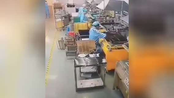 An employee stuck his head under a press at a factory