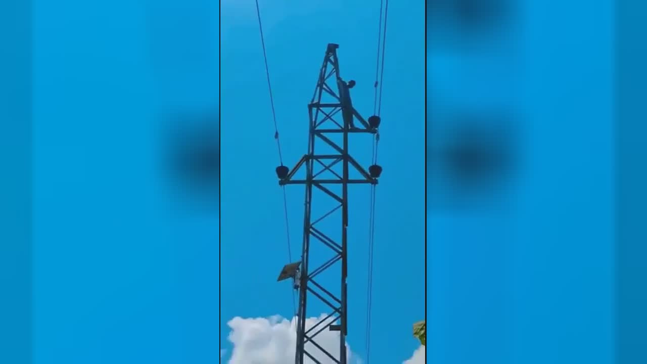 A half-wit mounted a high-voltage foundation and contacted