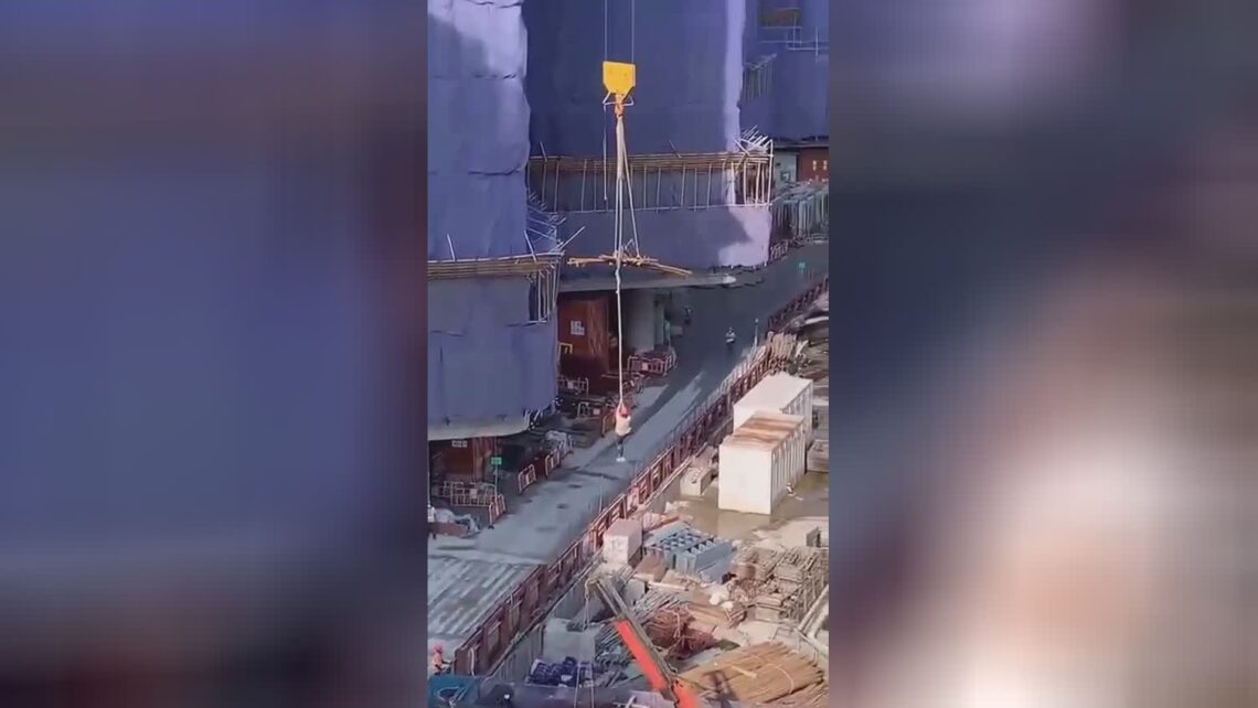 A construction employee fell off a crane hook when he couldn’t.