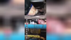 A fractured worker that fell into a rotating machine attempts to ecsape