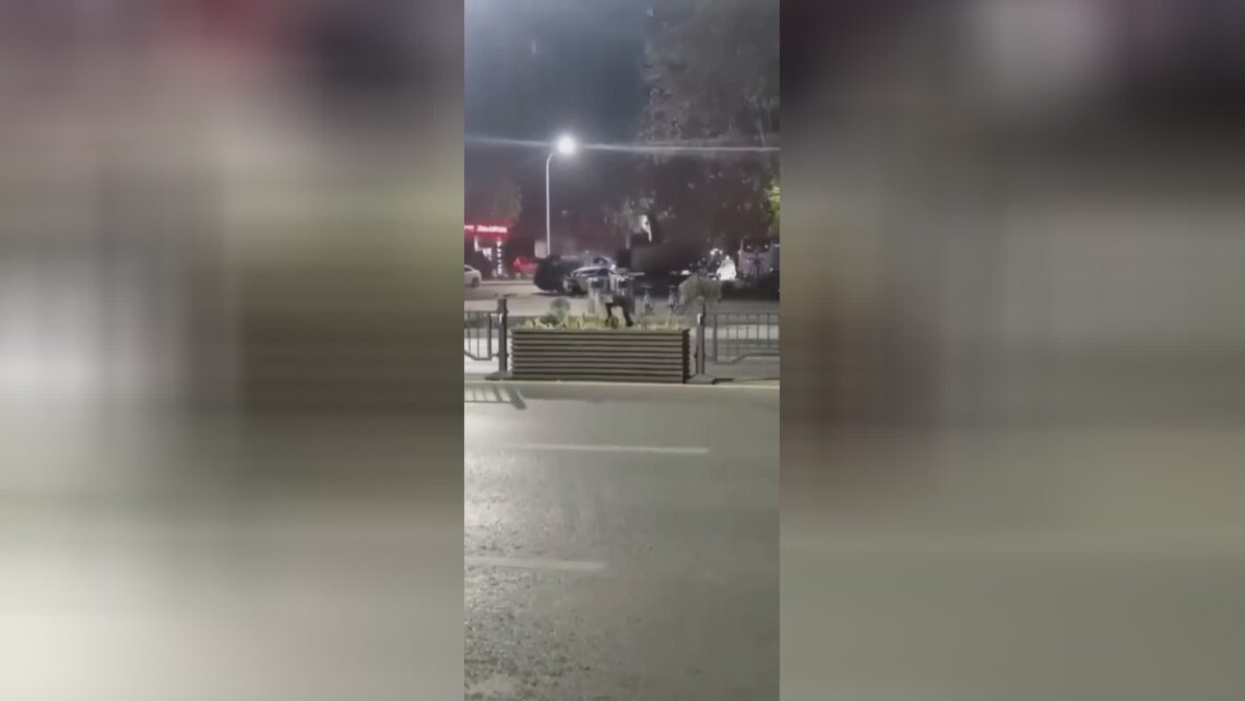 A rampaging bulldozer