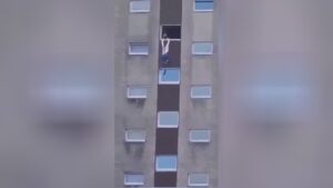 A lady fell coming from an entranceway window poland