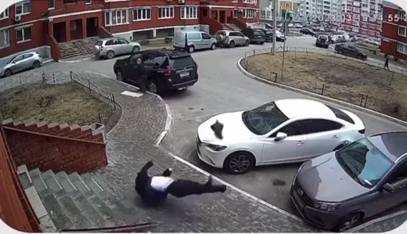 Guy fell coming from somewhere above