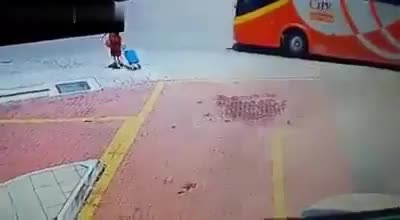 Senior lady tromp through bus malaysia