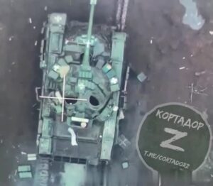 Exactly struck of a russian explosive inside the tank of ukrainia
