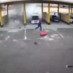 Blast of a gas cyndrical tube in an automobile at a filling station uzbek