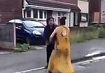 Guy found out film attacking girl in road armed with knife