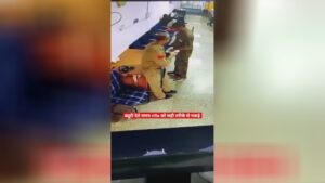 Cops police officer shows significance of weapon safety and security