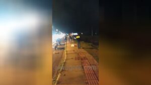 Body parts of a motorcyclist scattered along the roadway