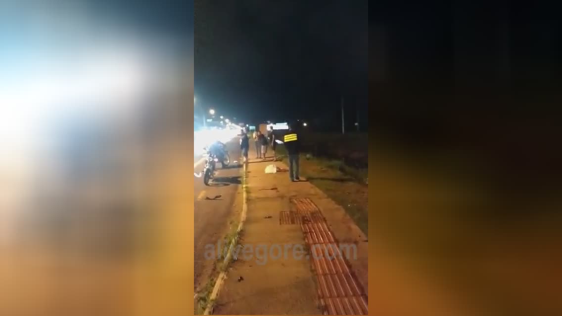 Body parts of a motorcyclist scattered along the roadway