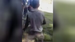 Wild animals torture a lady with a red-hot machete in a fire