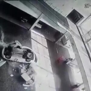 Female crushed by a falling automobile