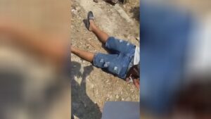 Fatality convulsions of a male shot through a hitman