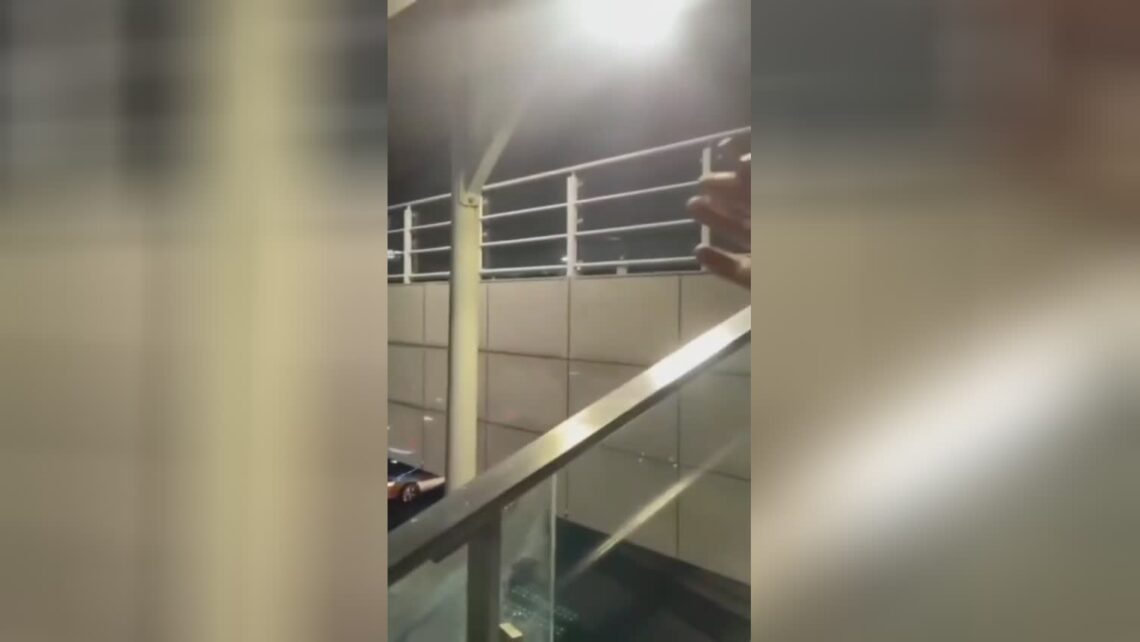 Nude woman of the street tossed off bridge