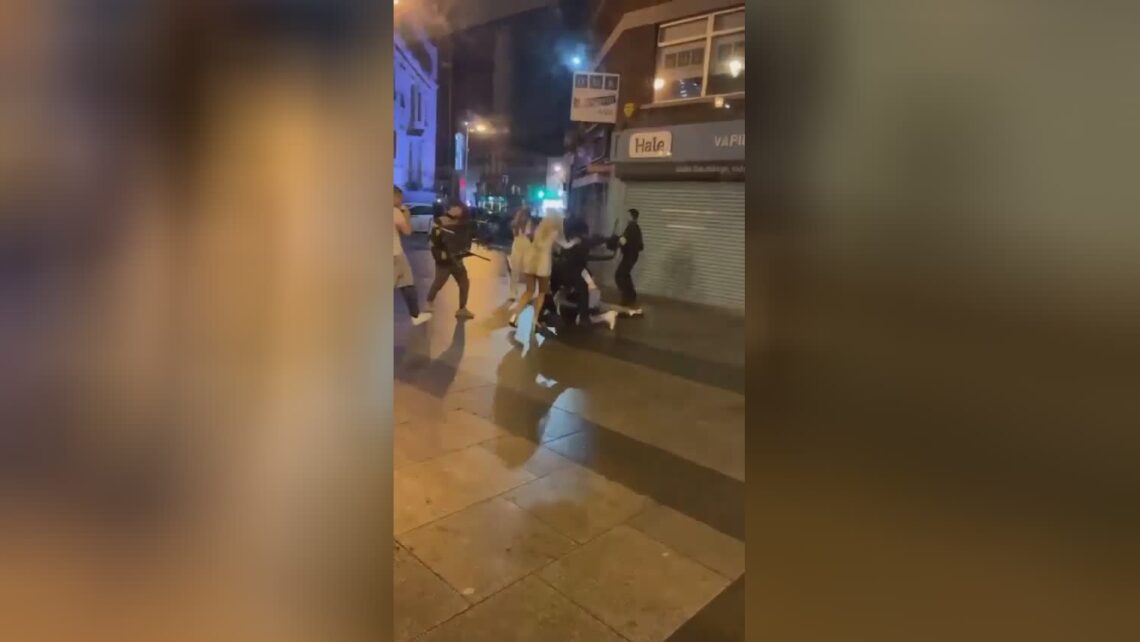 The lady intervened in the battle and passed out