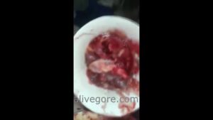 The butcher gutted the human bodye