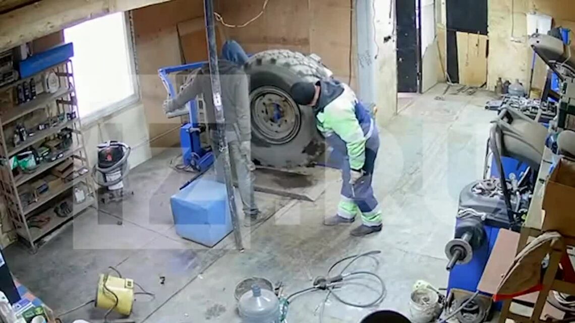 Tire takes off eliminating mechanic instantly