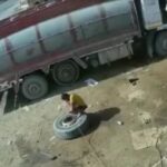 Tire shop worker flew into room