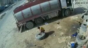 Tire shop worker flew into room