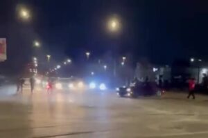 Female thrown coming from automobile, run over in dangerous road takeover