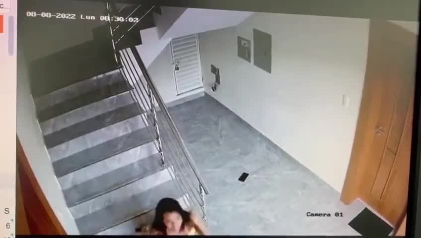Unforgivable prick brutalizing ex gf close to her front door