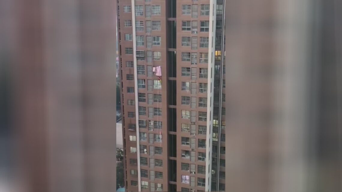 Girl falls from structure