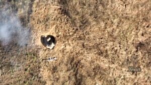 Soldier turned up from the air