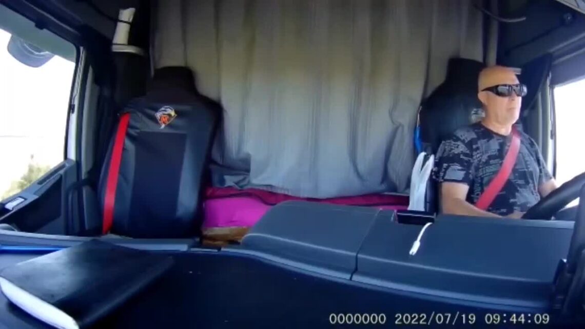 Truck driver discovers by hand