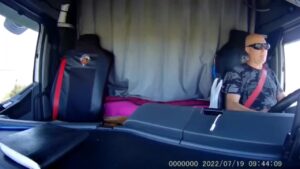 Truck driver discovers by hand