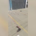 Because of a motorcyclist hitting a wall structure