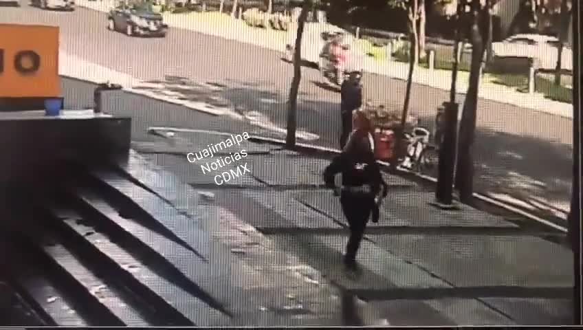 Clueless street provider rammed through bus