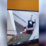 Male grabbed on cctv hammering a woman