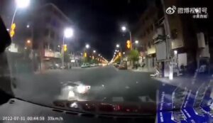 Unaware bicycle rider satisfies hood of car