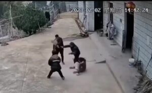 Old man killed by backyard hoe