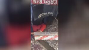 Simply the legs of the past motorcyclist were not squashed through