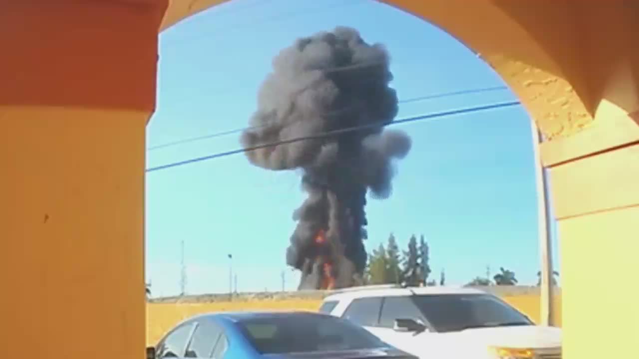 Video recording minute of the explosion at an industrial facility
