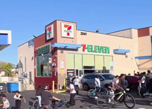 Girl Confronts ‘Teens’ On Bikes Looting And Destroying A 7-Eleven