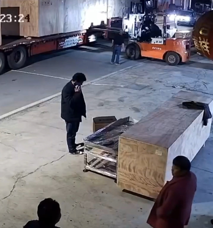 Chinese Rider Hits Forklift