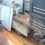An Accident During Unloading Of Building Materials