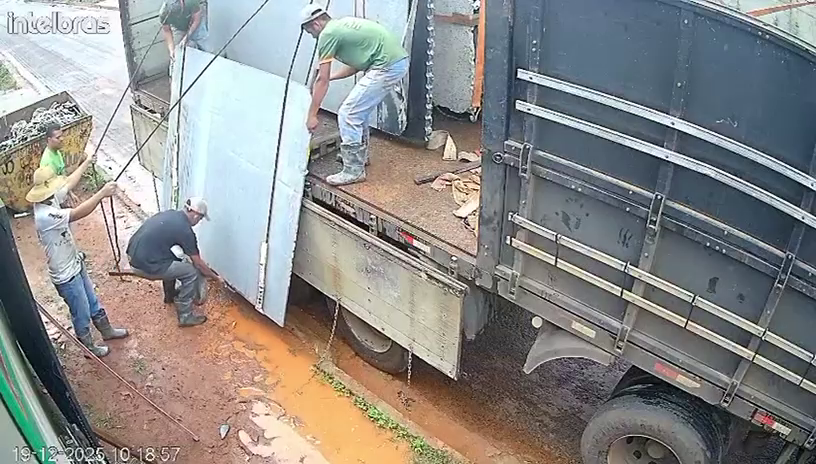 An Accident During Unloading Of Building Materials