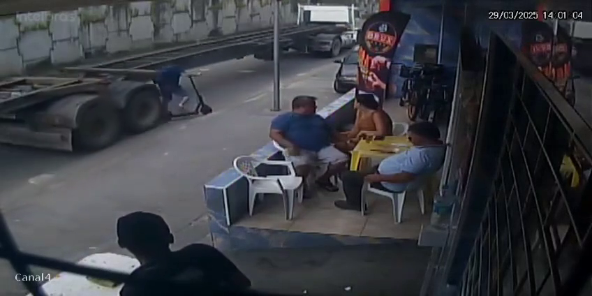 Dude On A Push-cycle Did Not Notice A Huge Car Trawl….