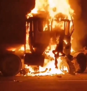 The Truck Driver Was Burned Alive In The Cab As A Result Of The Accident. India