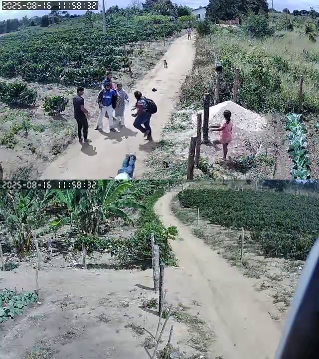 Three Extortors Brutally Beat A Man With Sticks In Front Of His Wife