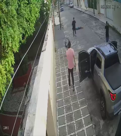 Gangster Shootout On The Street In Brazil. The Criminals Abandoned Their Wounded Colleague