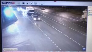 Big truck struck officer in police car